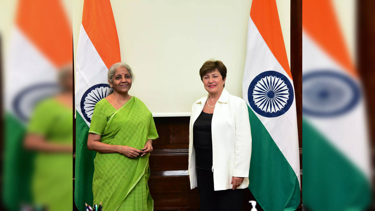 Finance Minister Nirmala Sitharaman with IMF managing director Kristalina Georgieva. (Photo courtesy: Twitter)