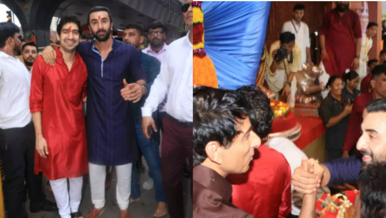 Ranbir Kapoor, Ayan Mukerji visit Lalbaugcha Raja