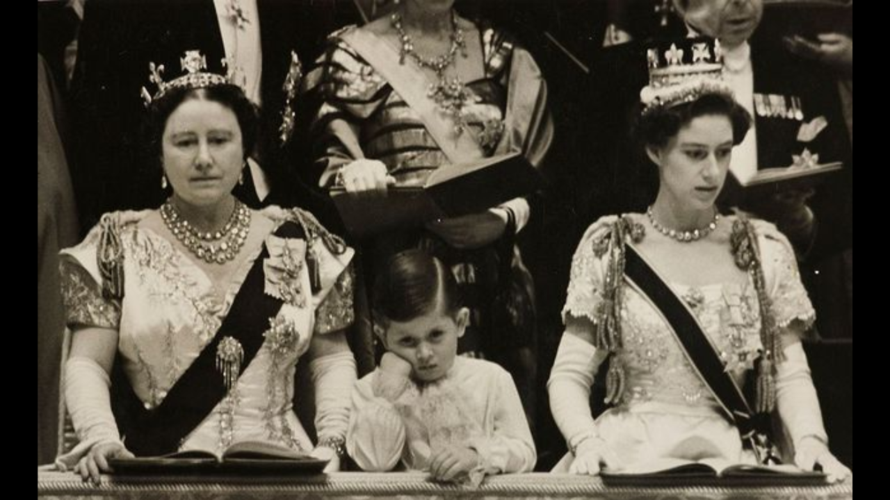 Bored four-year-old Prince Charles at Queen's coronation