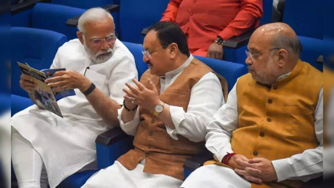 ​PM Modi with Amit Shah and JP Nadda