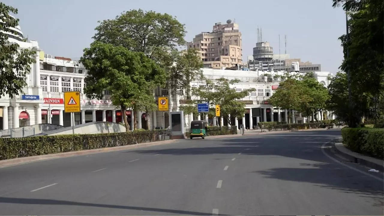 View of Cannaught Place in Delhi.