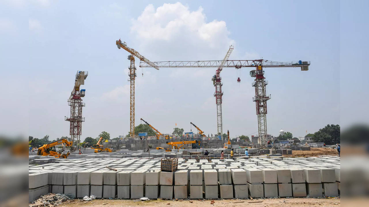 Ayodhya: Construction work underway at the site of Ram Janmabhoomi Temple