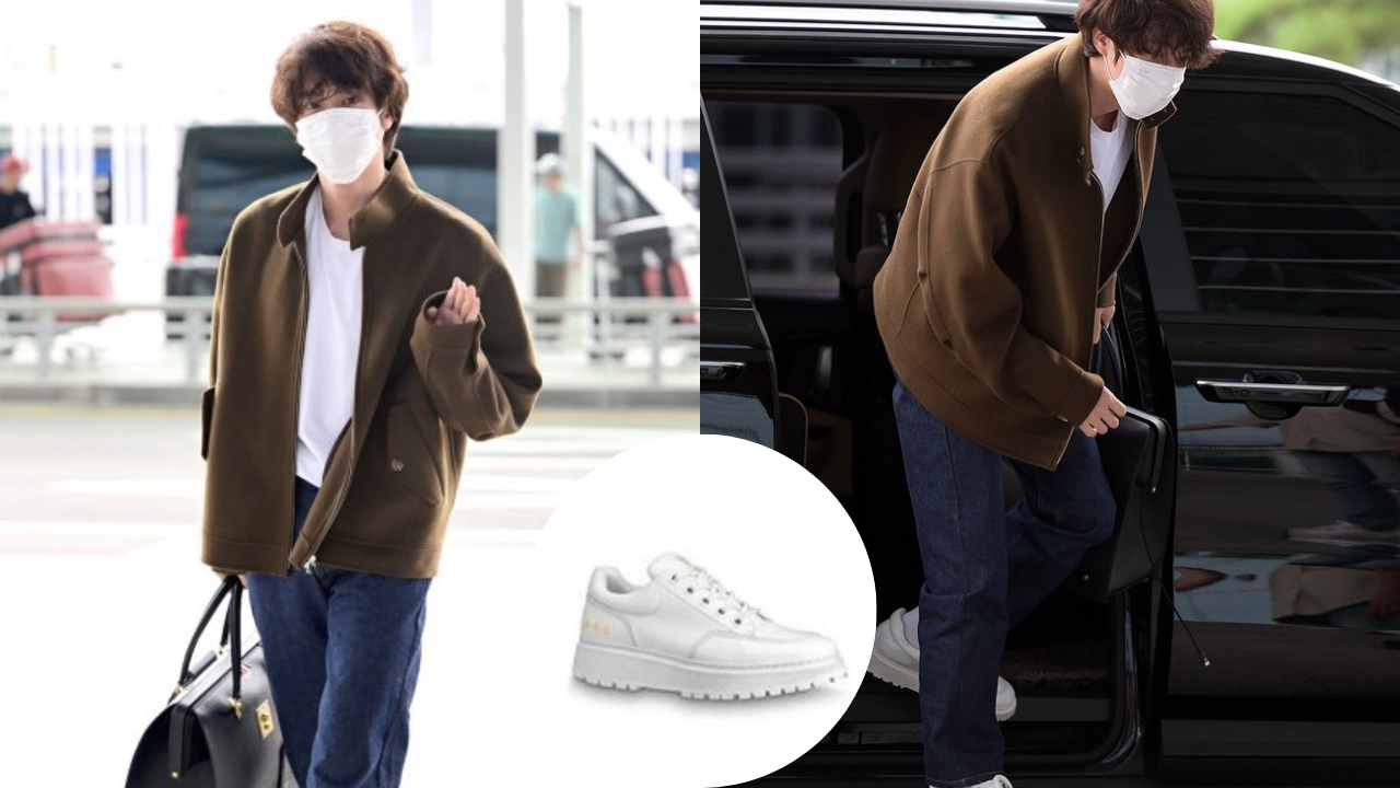 BTS star Jin shows up to the airport in Derby white sneakers worth Rs  89,600