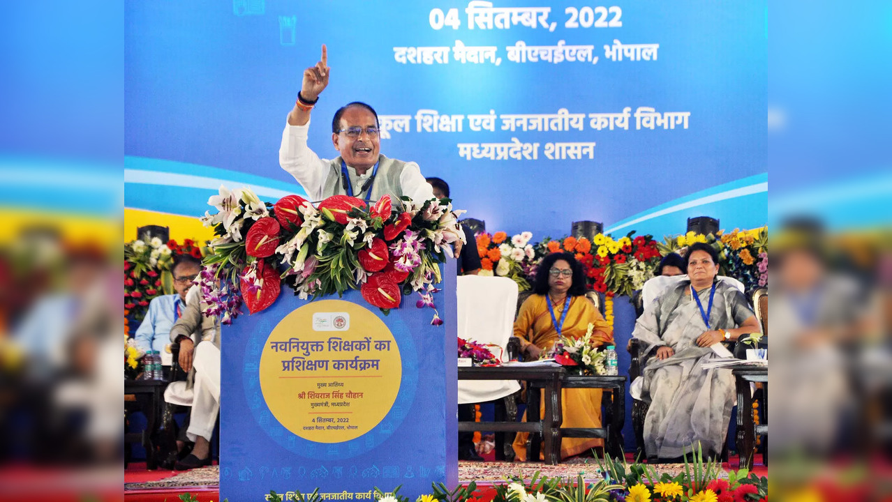 Bhopal: Madhya Pradesh Chief Minister Shivraj Singh Chouhan addresses a training...