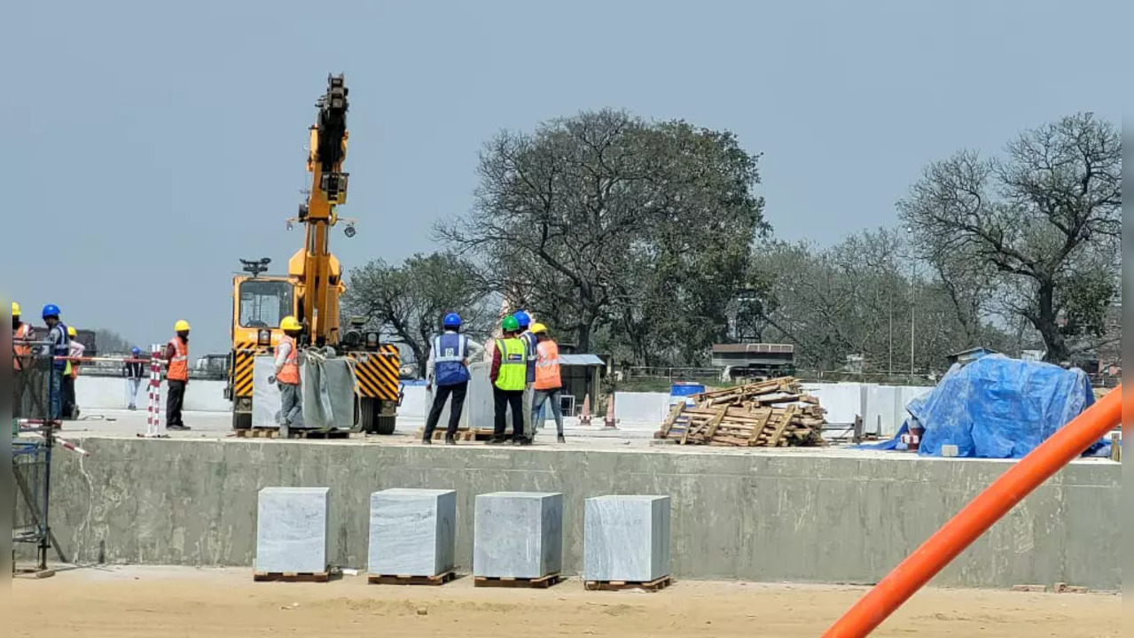 Ayodhya, May 25 (ANI): The construction of Ram Temple is in full swing, in Ayodh...