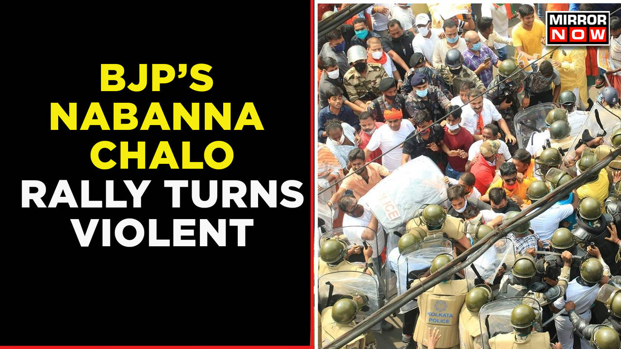 BJP's Rally To Nabanna Stalled By Cops | Water Canons, Tear Gas, Used ...