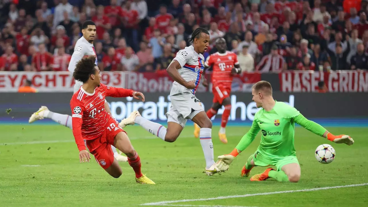 Bayern vs Barca UCL 2022 Sane goal