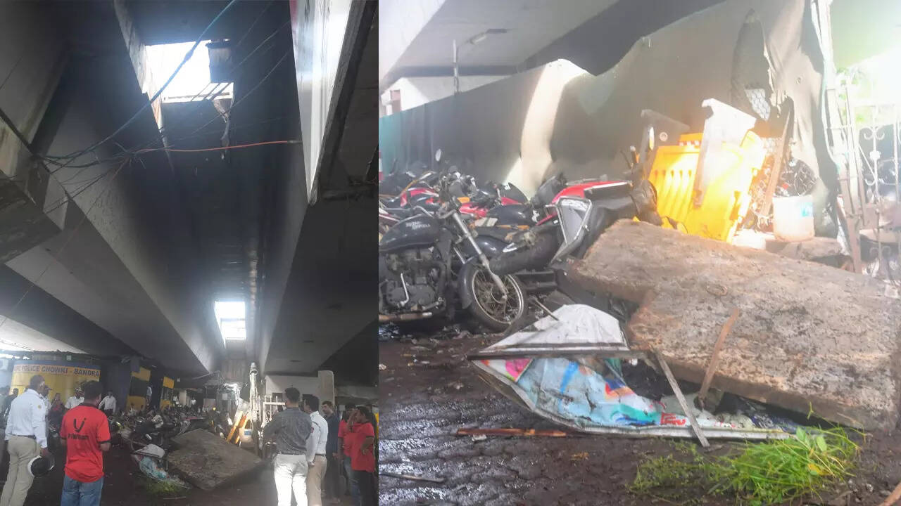 Concrete slab of flyover falls down at Bandra.