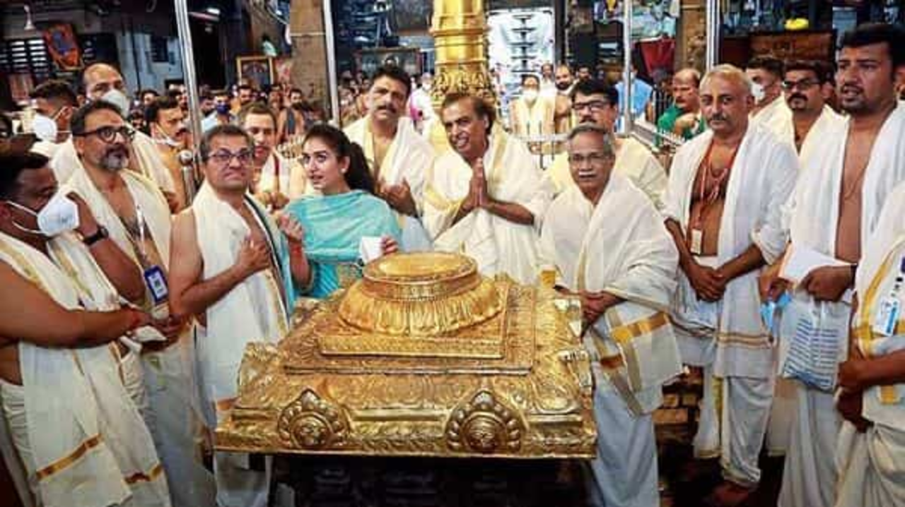 Mukesh Ambani visits Guruvayoor Shri Krishna temple in Kerala after offering prayers at Tirupati Balaji