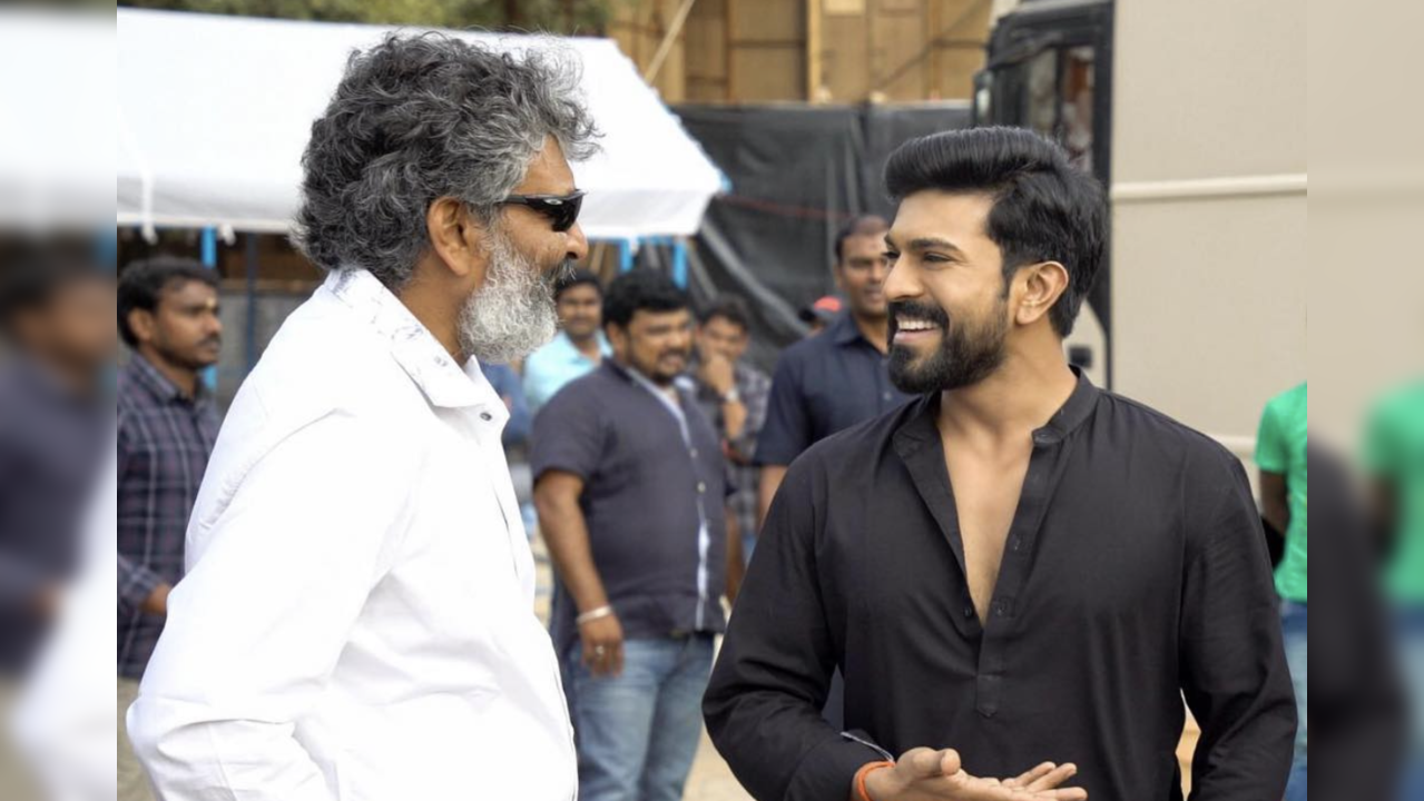 SS Rajamouli with RRR star Ram Charan