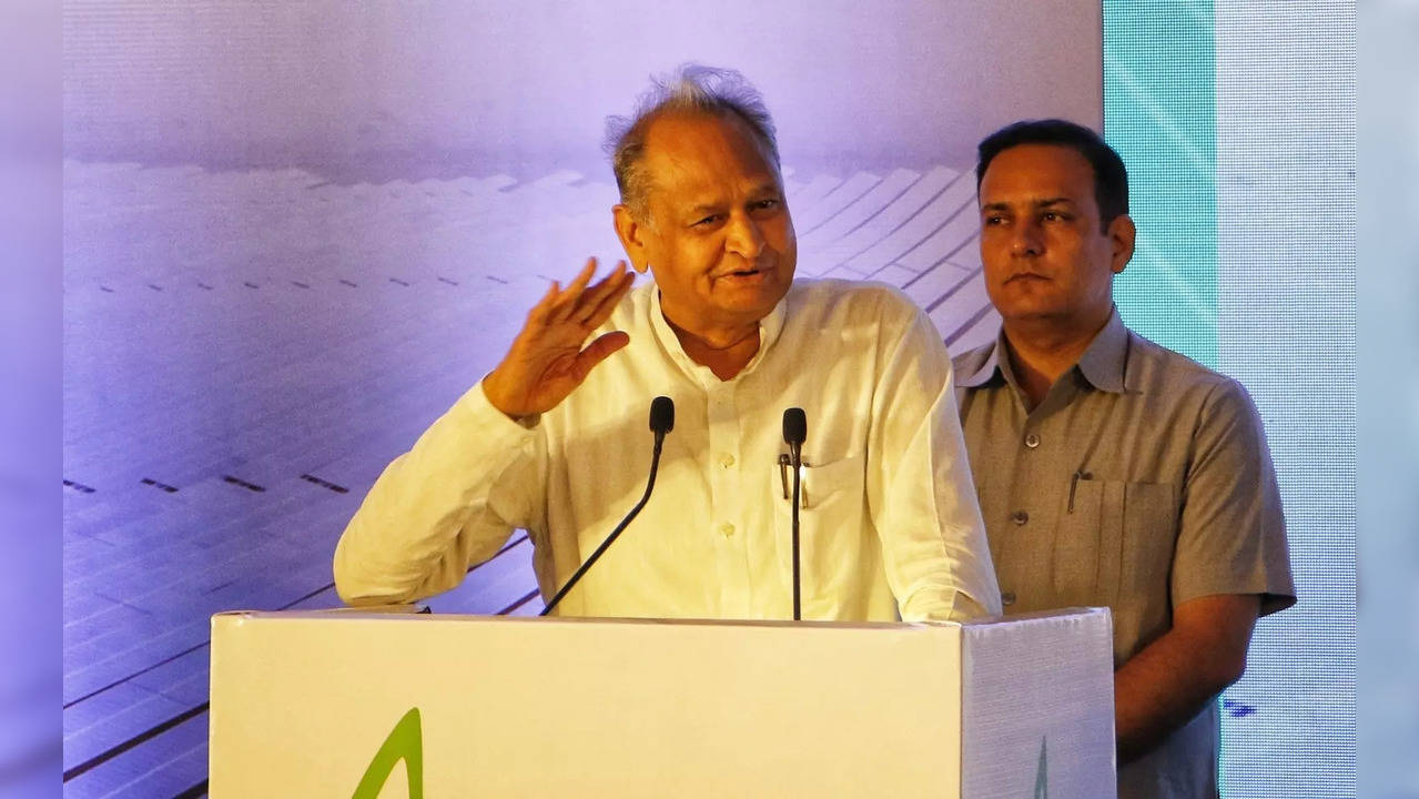 New Delhi: Rajasthan Chief Minister Ashok Gehlot addresses during the Investor Meet and MoU Signing ceremony, in New Delhi on Wednesday, Aug 24, 2022. (Photo: Wasim Sarvar/IANS)
