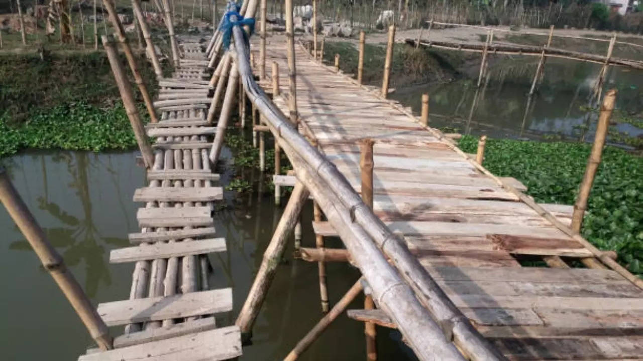 bridge bamboo bridge village bridge
