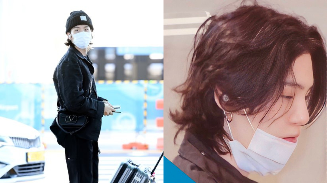 BTS' Suga casually ruffles his long hair at the airport and it's