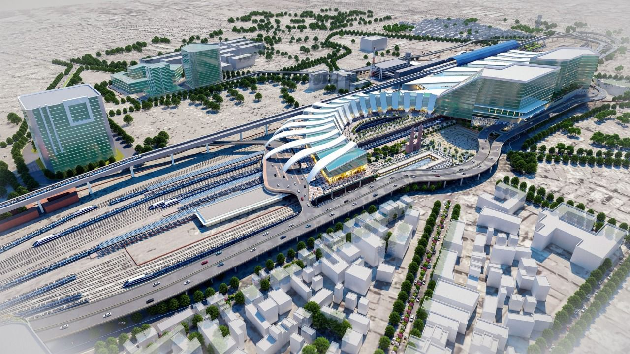 A bird's eye view of the proposed new Ahmedabad railway station