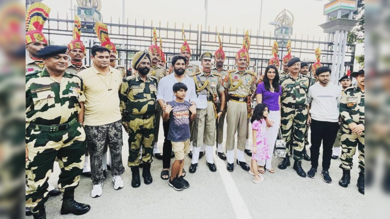 Allu Arjun with his family at Wagah Border