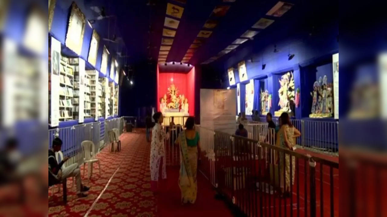 Library-themed Pandal in Guwahati, Assam