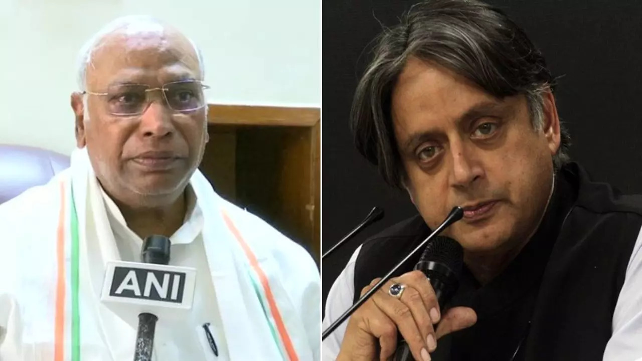 Mallikarjun Kharge and Shashi Tharoor