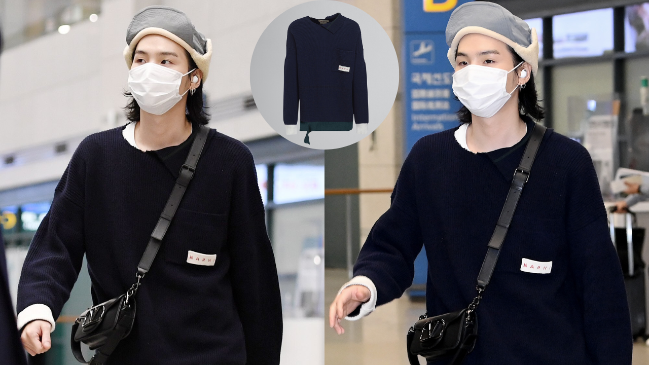 BTS star Suga struts around the airport in style donning crewneck sweater  worth Rs 89,000
