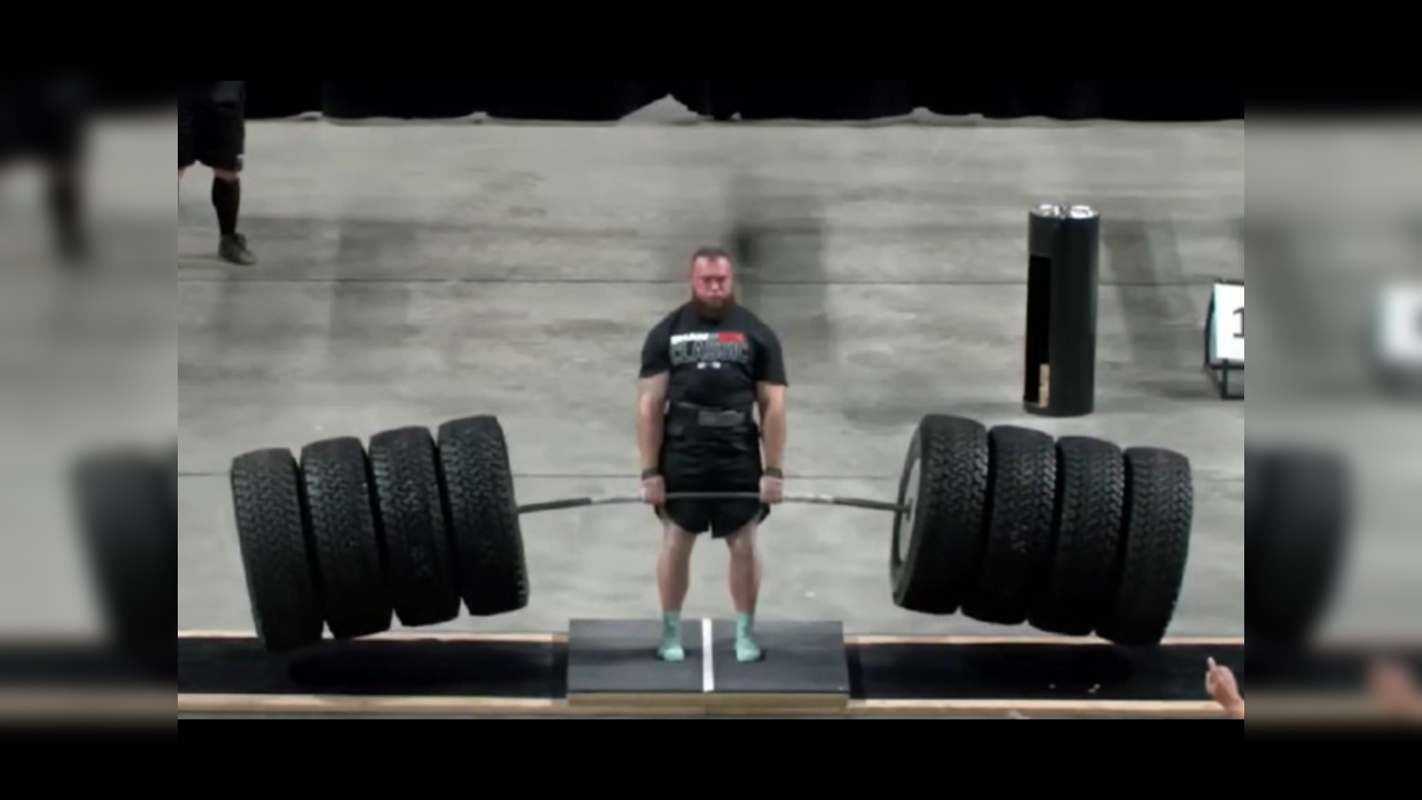 Novikov deadlifted 1210lbs (548 kgs) of Hummer tyres​