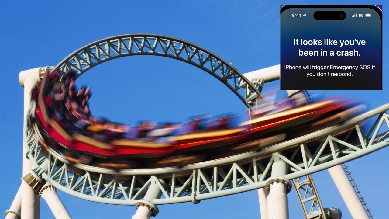 iPhone crash detection roller coaster iPhone 14 assumes woman enjoying rollercoaster ride has