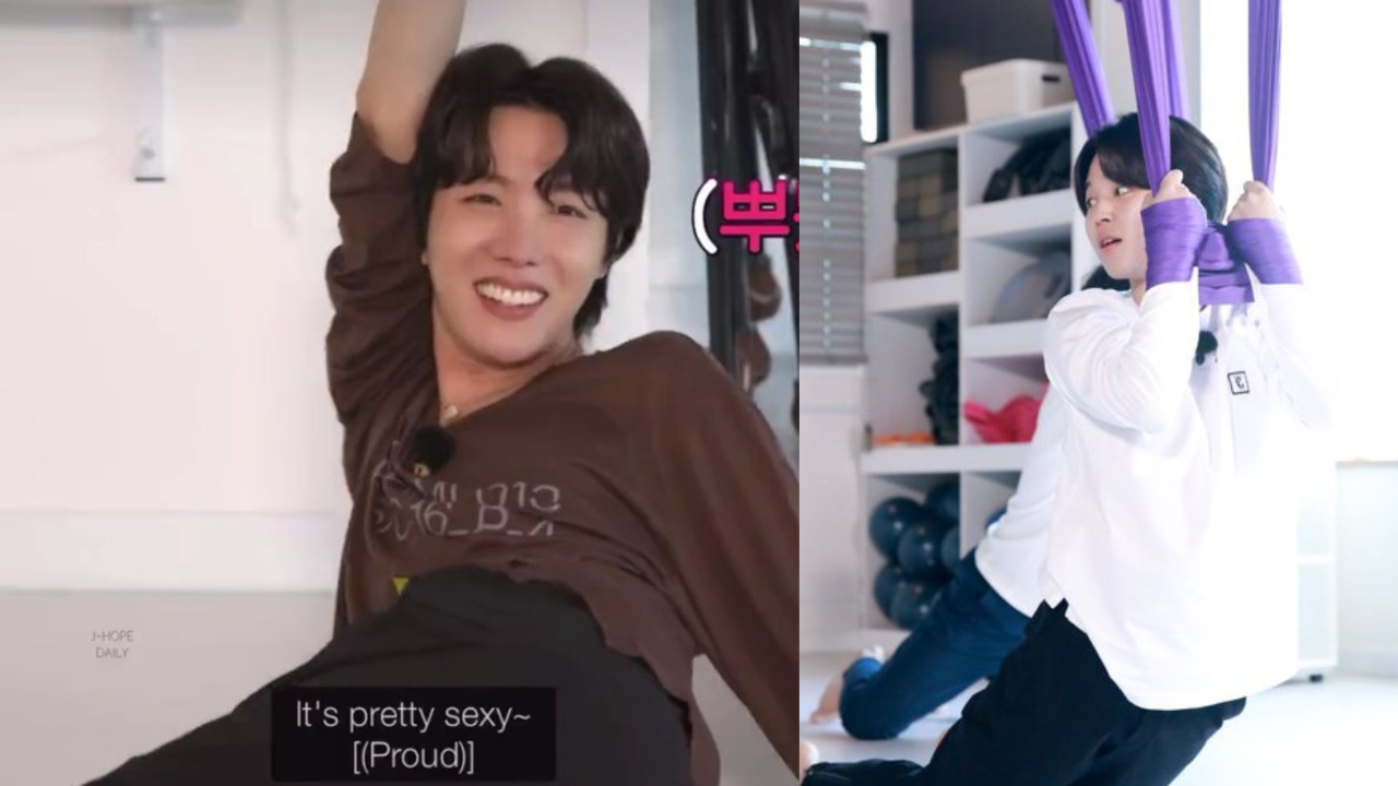 BTS' Jimin stares in awe as J-Hope strikes a sexy pose