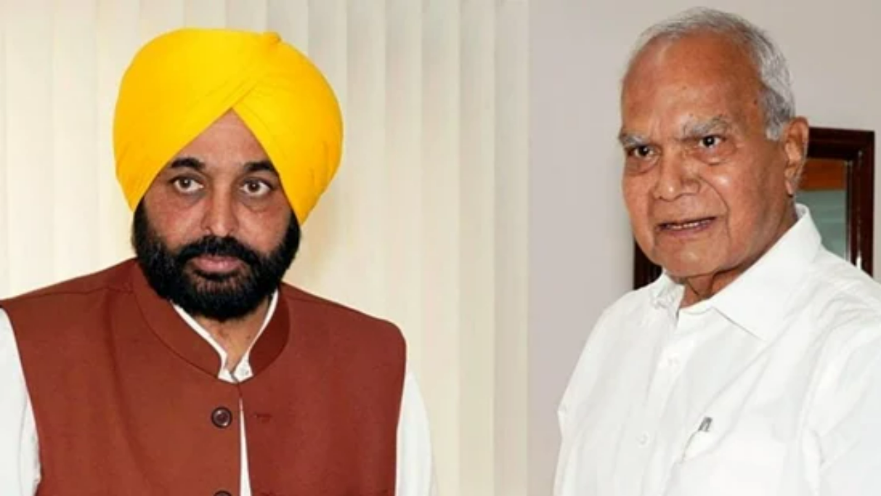 File photo of Punjab chief minister Bhagwant Mann and governor Banwarilal Purohit.