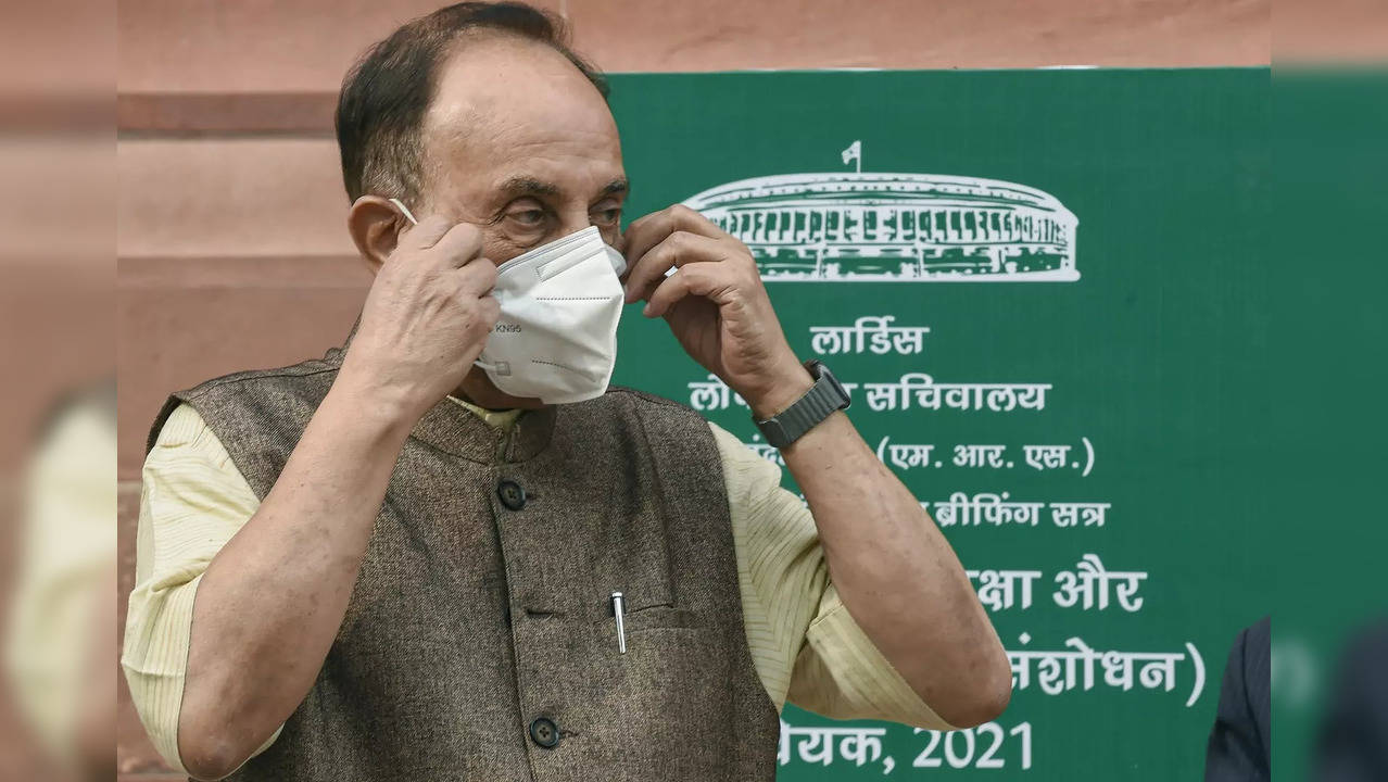 BJP leader Subramanian Swamy at Parliament in New Delhi