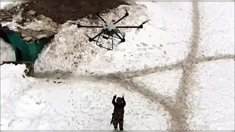 Jammu and Kashmir, Feb 20 (ANI): Indian Army using drones to supply COVID-19 boo...