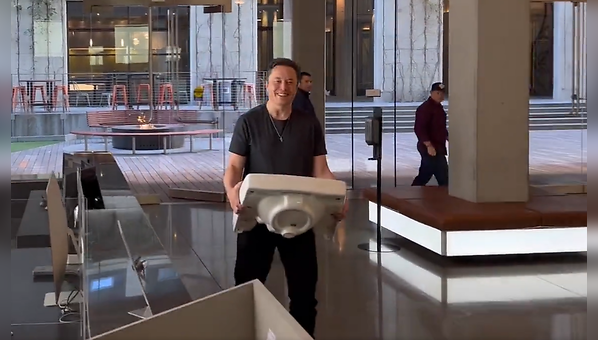 VIDEO: Elon Musk enters Twitter HQ carrying a bathroom sink - let that ...