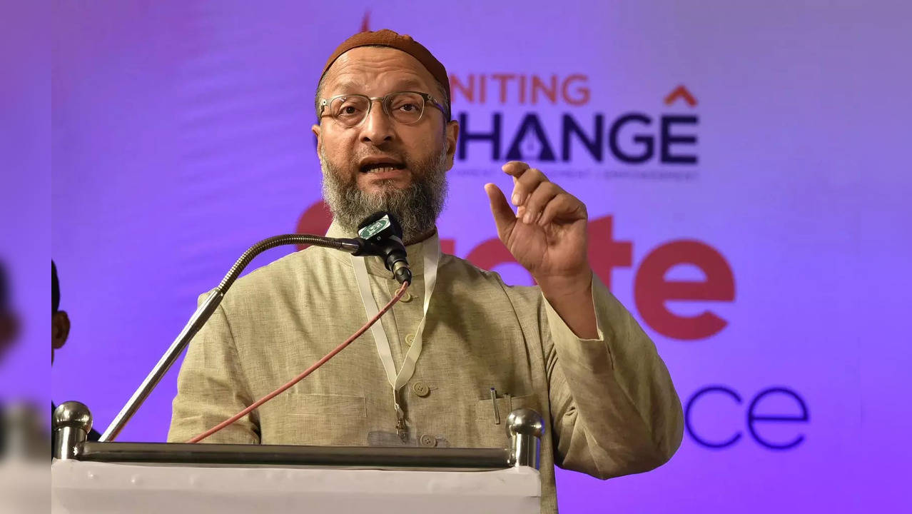 Hyderabad: AIMIM President Asaduddin Owaisi speaks during the concluding day of ...