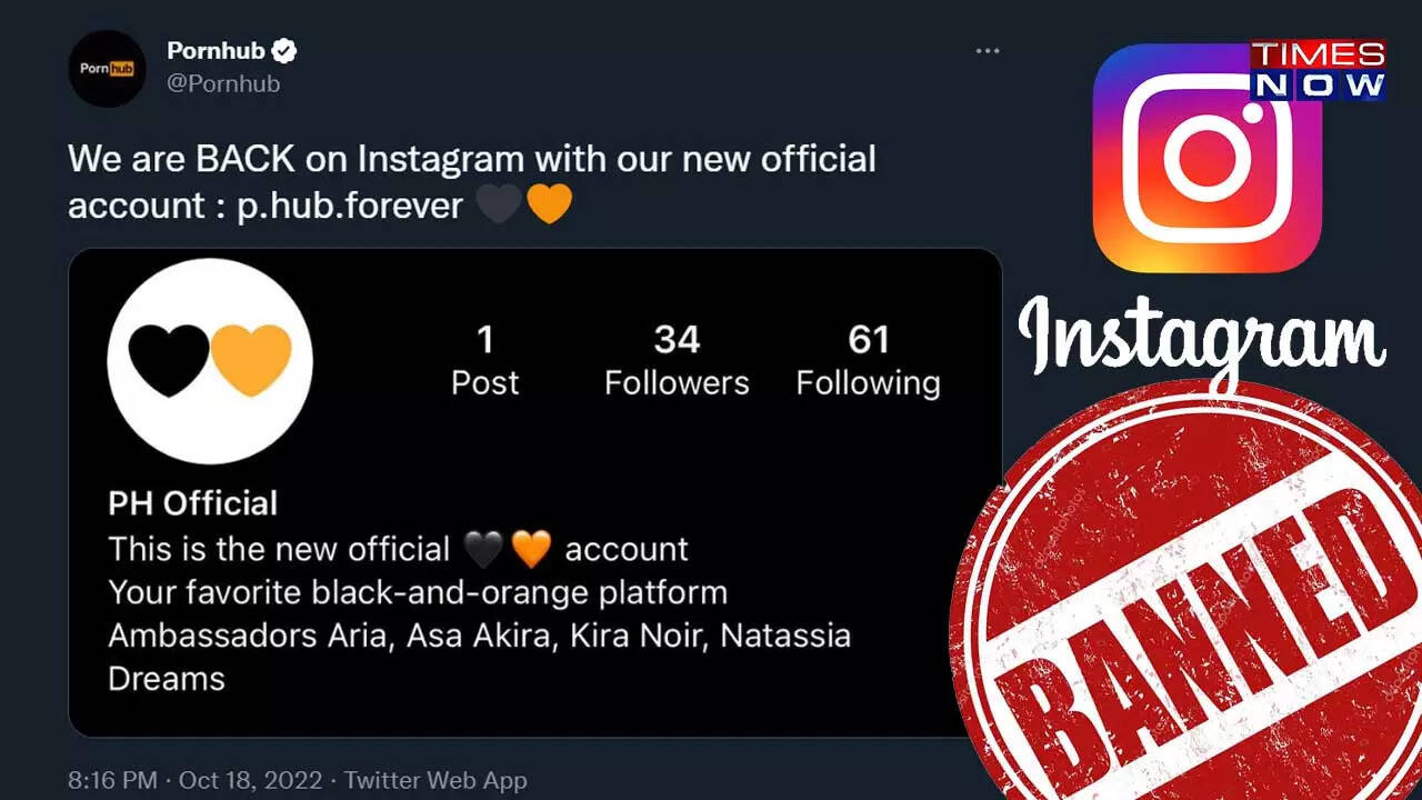Pornhub makes a second account on Instagram to bypass the permanent ban, gets taken down