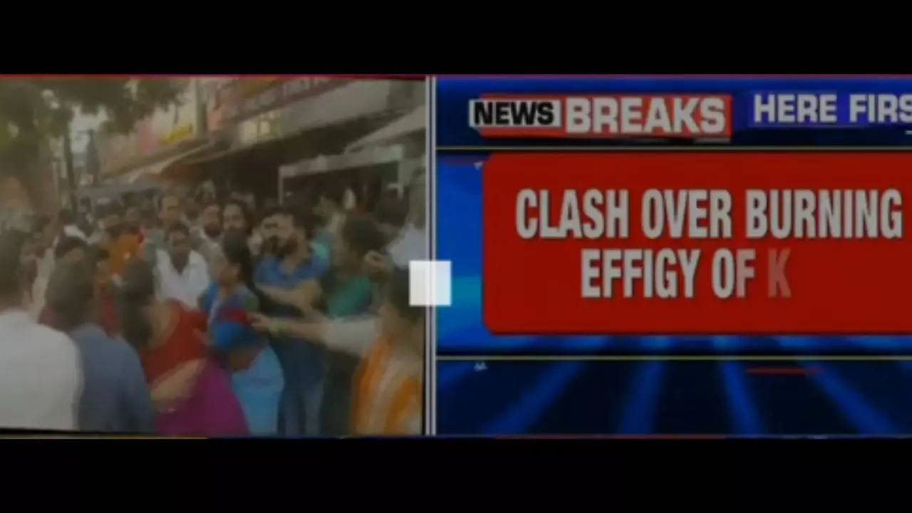 BJP and TRS supporters clash in Hyderabad