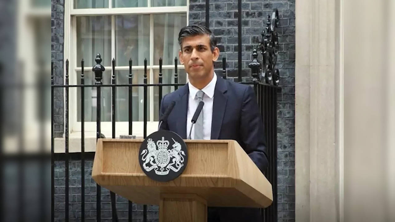 London : British Prime Minister Rishi Sunak delivers a speech at Downing Street in London on Tuesday, October 25, 2022. (Photo:IANS/Video Grab)