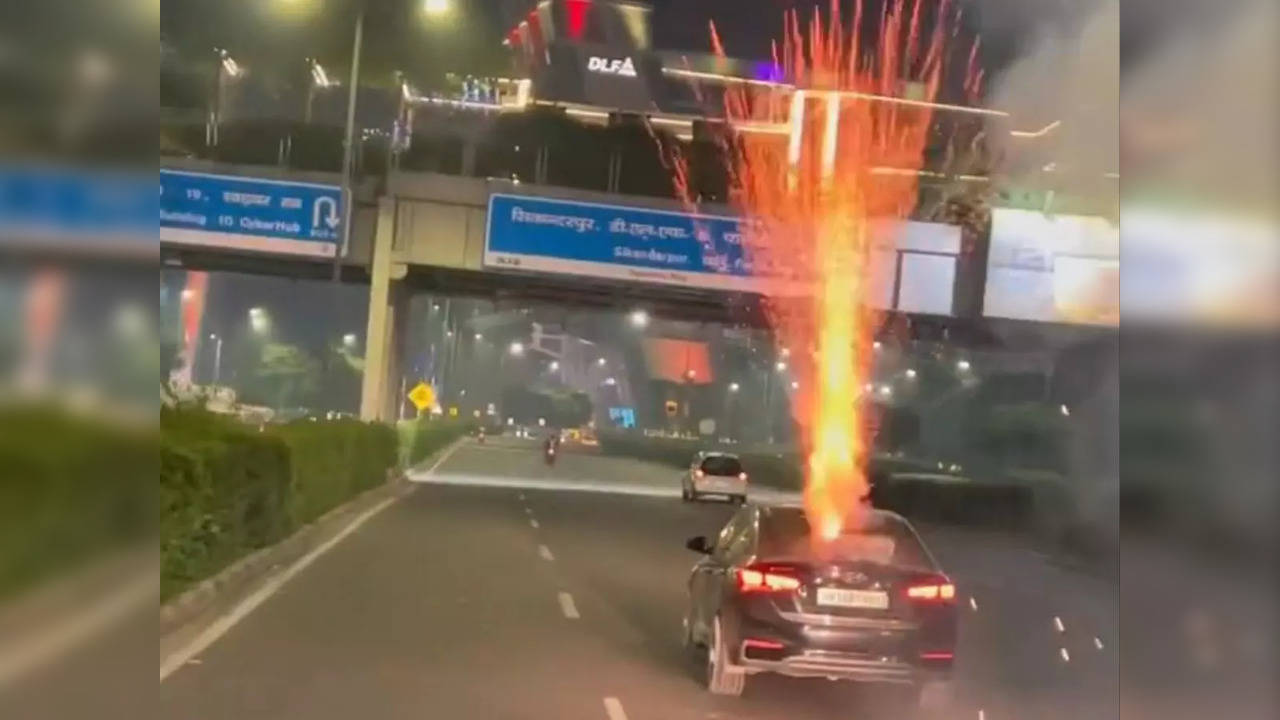 Gurugram: Moving car fires crackers near DLF Cyber Hub, viral video triggers police probe