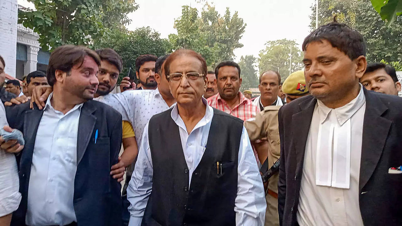 Samajwadi Party leader Azam Khan leaves from session court in Rampur.