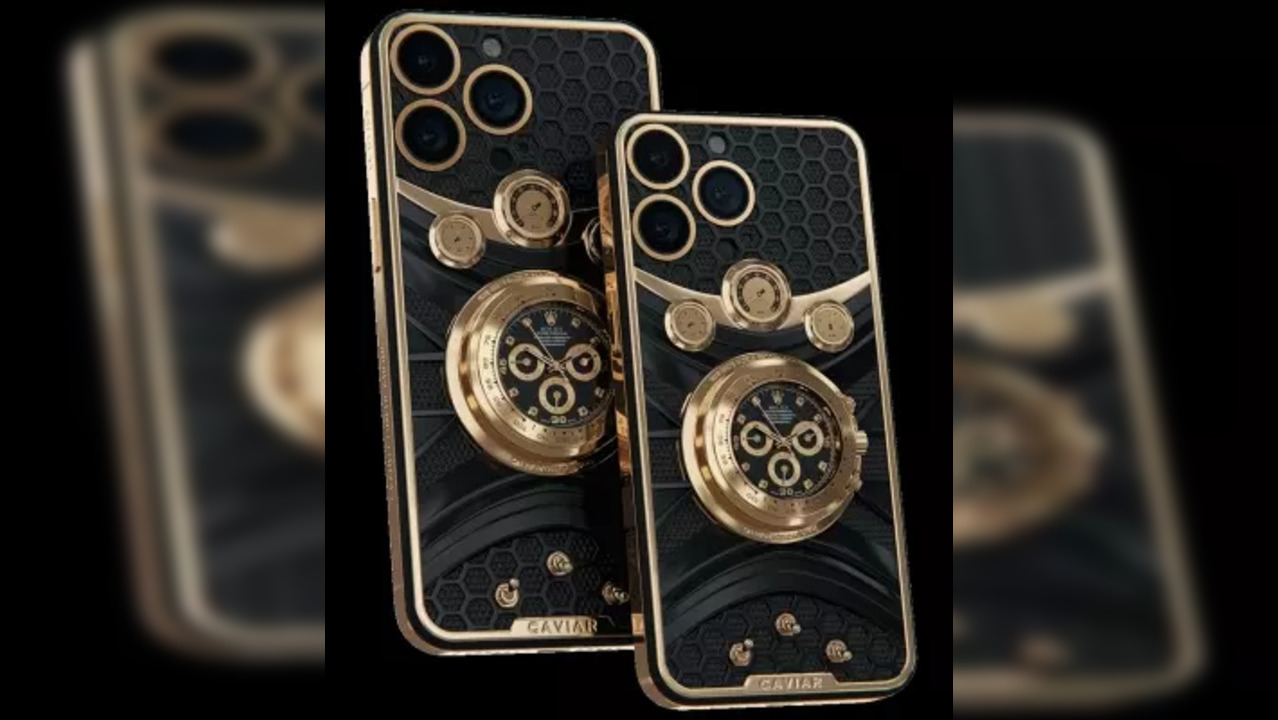 Caviar designs Rs 1.1 cr iPhone 14 Pro with Rolex Daytona watch on its back. (Image source: IANS)