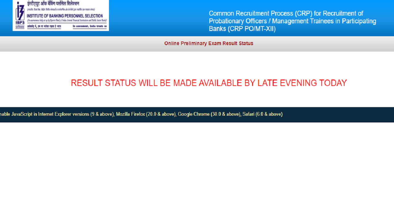 IBPS PO Prelims 2022 Result