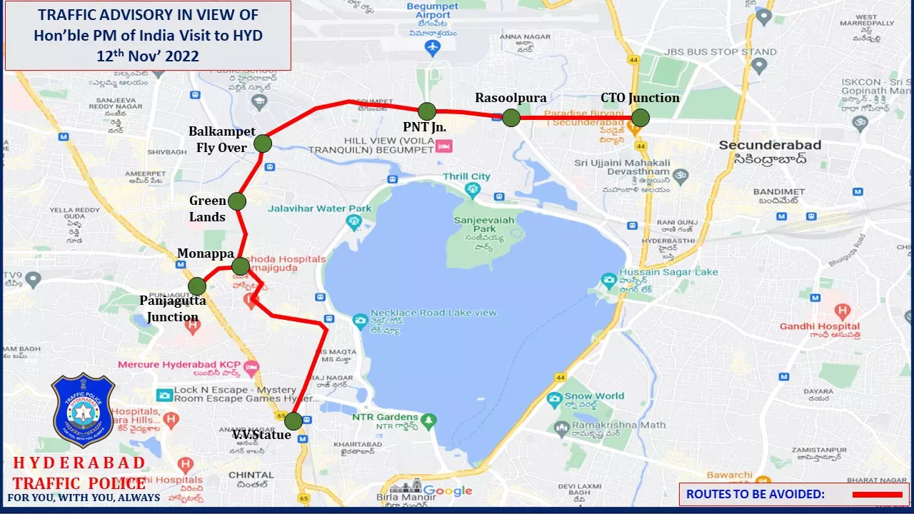 Hyderabad Traffic map Nov 12