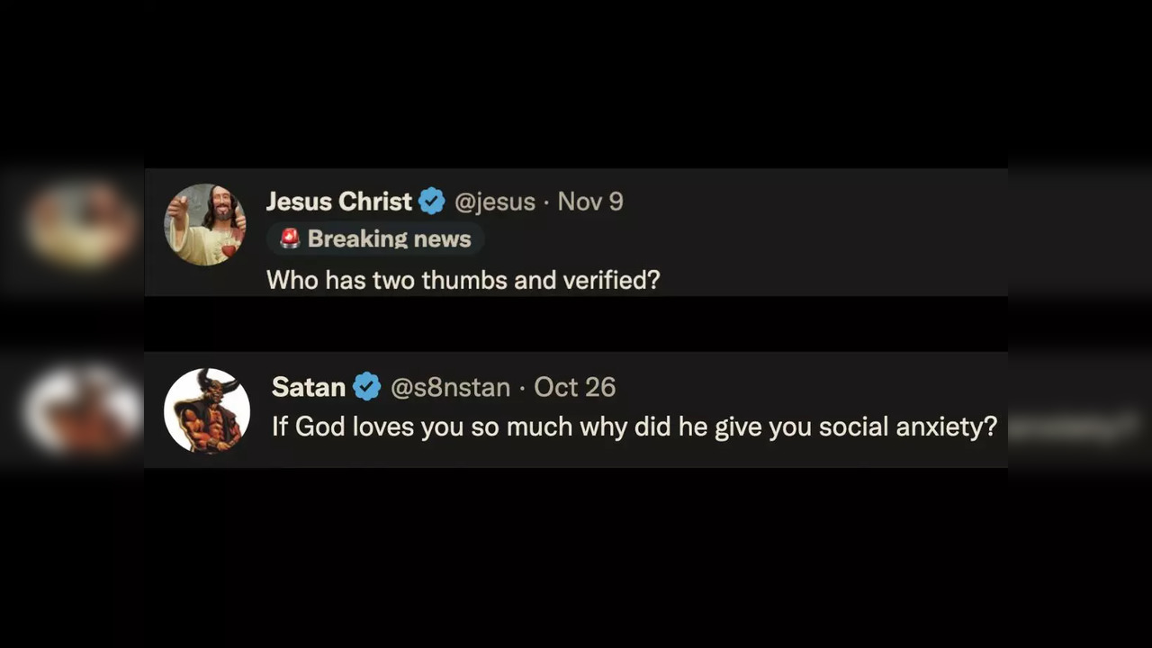 Parody accounts named 'Jesus Christ' and 'Satan' are verified under Twitter Blue subscription