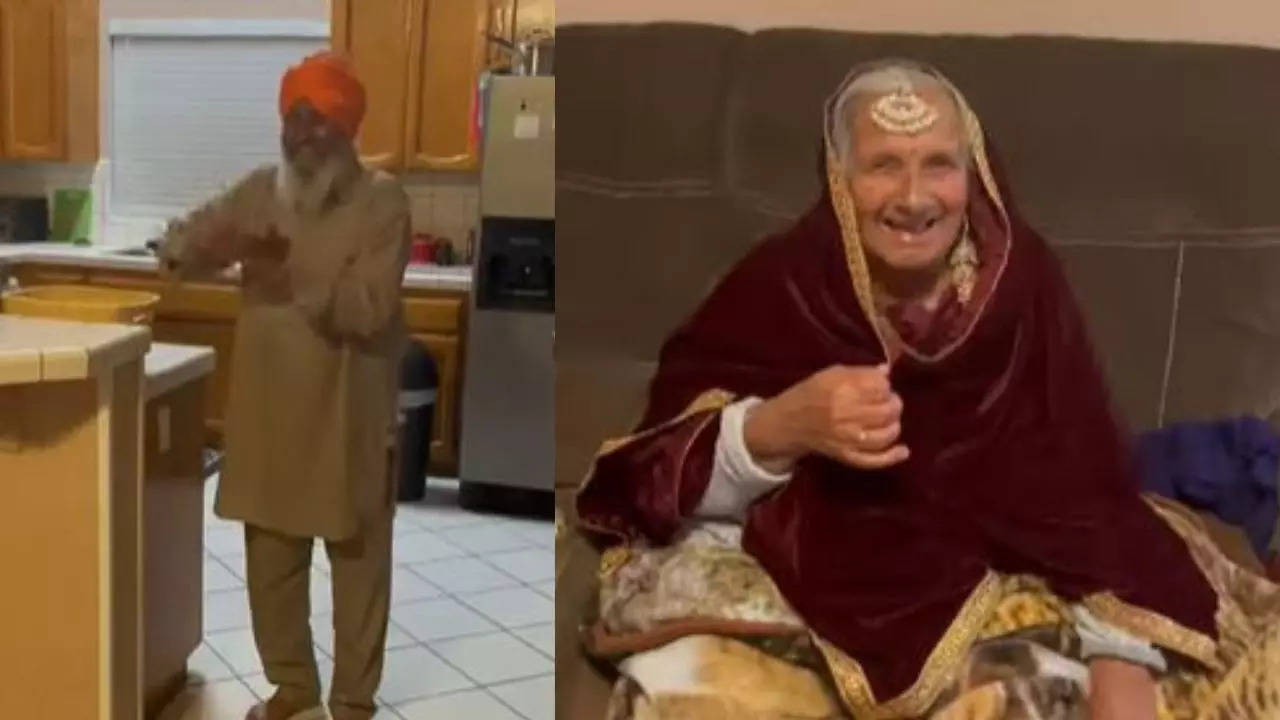 Elderly man's reaction to seeing his wife