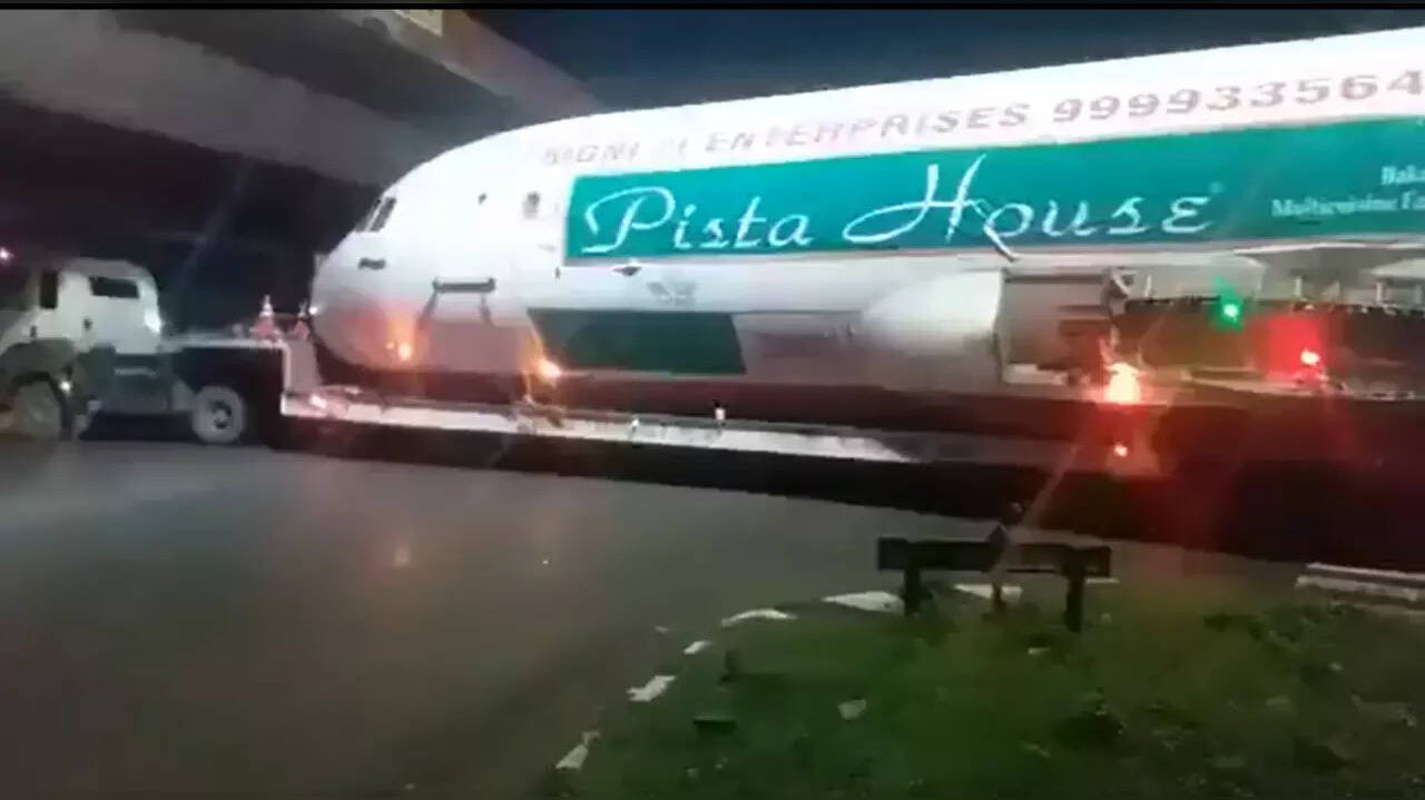Watch Aircraft heading to Hyderabad's Pista House gets stuck under
