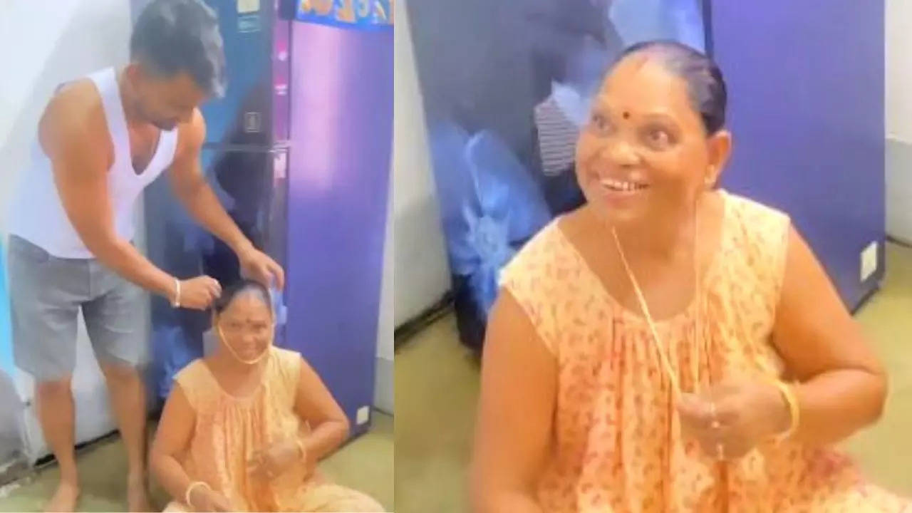 Mother's reaction to her son's surprise