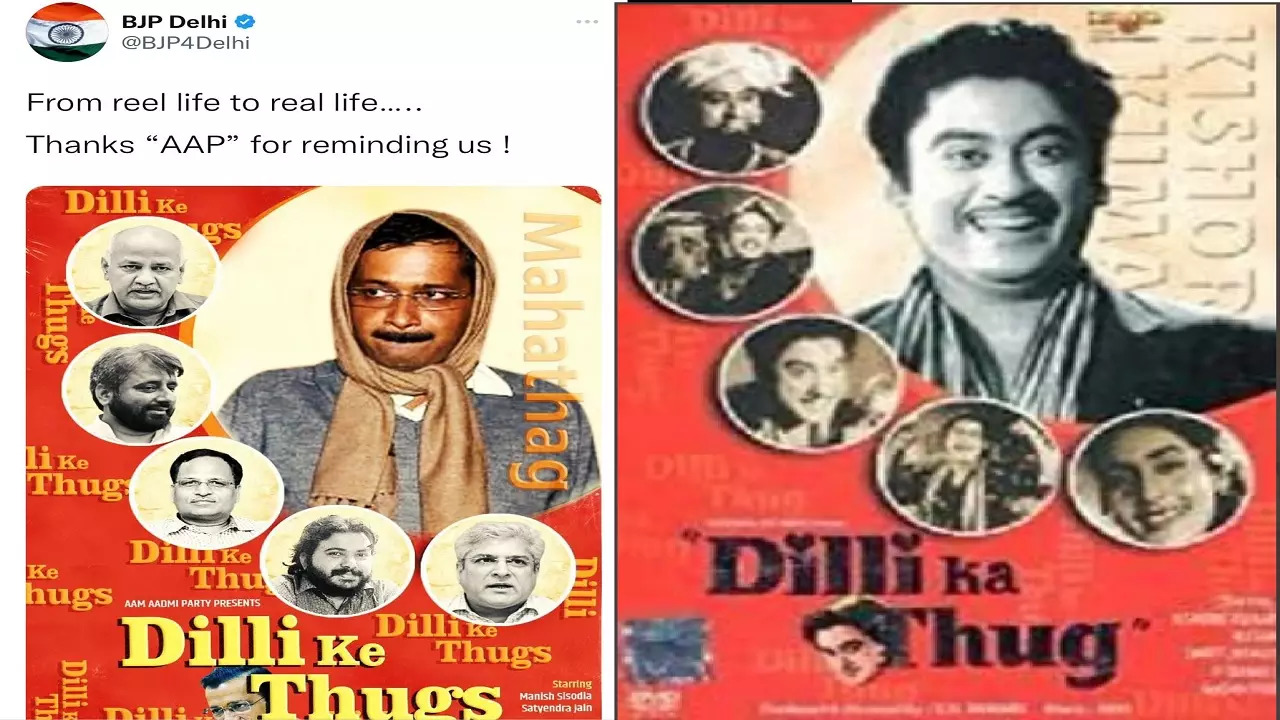 The BJP has posted meme poster of Arvind Kejriwal and his party leaders resembling the move poster of 'Dilli Ka Thug'