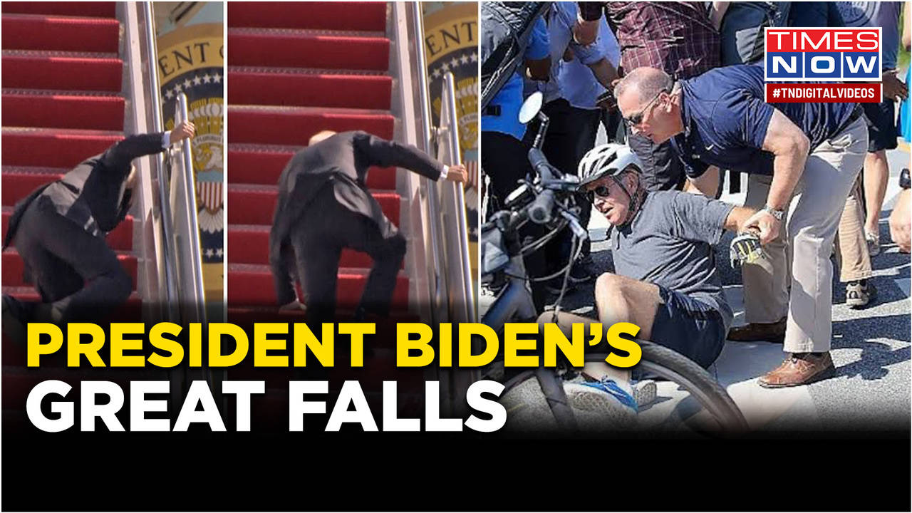 Biden Loses Footing Again, US President Stumbles On Flight Of Stairs In ...