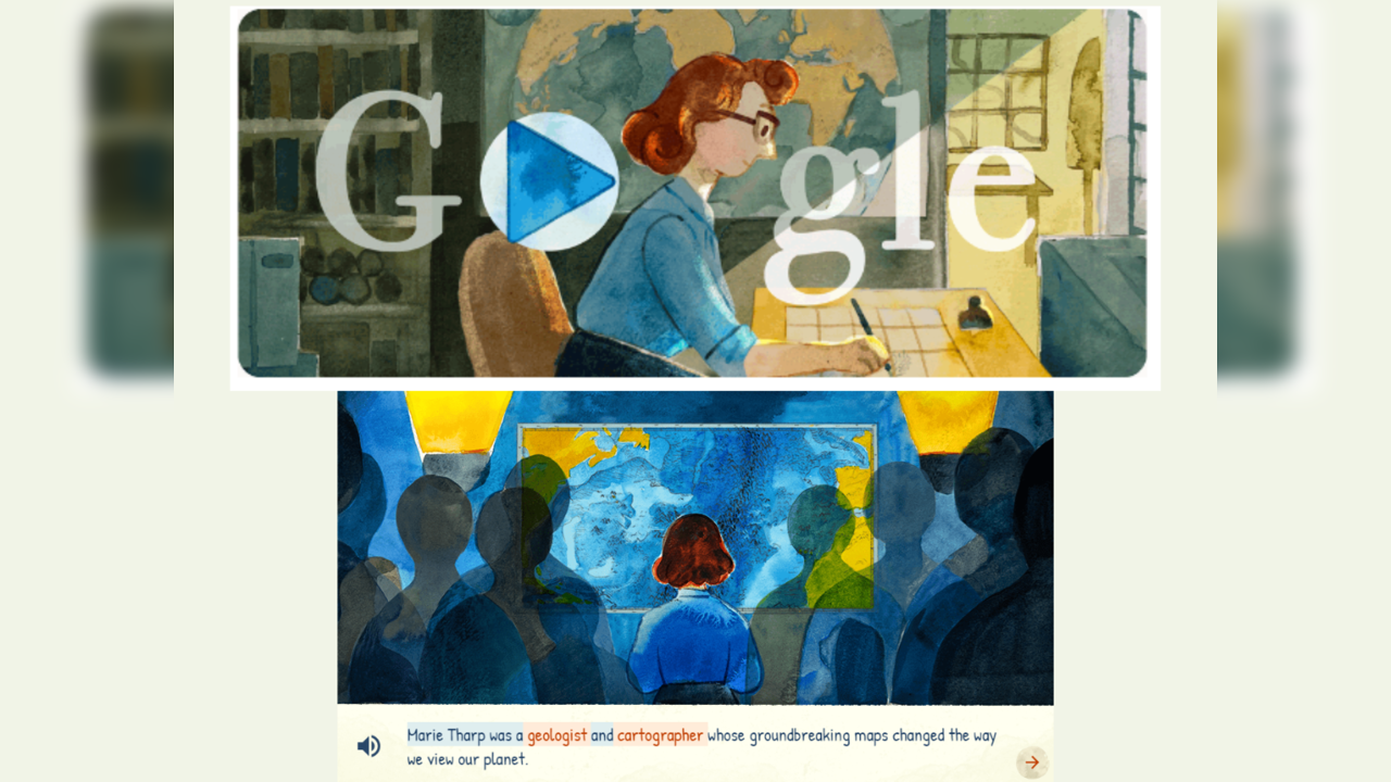 Marie Tharp, Google Doodle 21 November, 2022