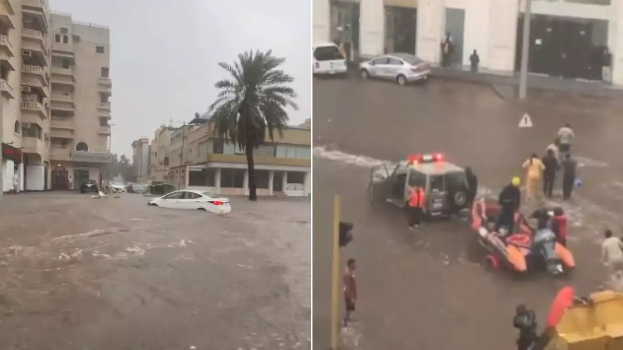 Heavy rain in Saudi Arabia causes flash floods, 2 dead; roads submerged ...