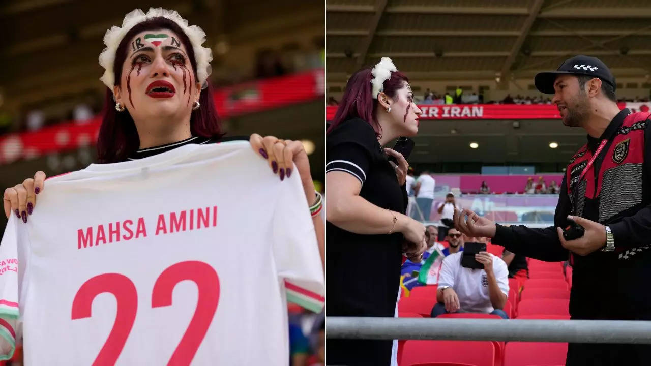 Iran anti-govt protestors confronted by security at Qatar World Cup stadium 