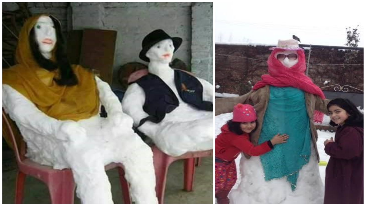 Snow sculptures in J&K