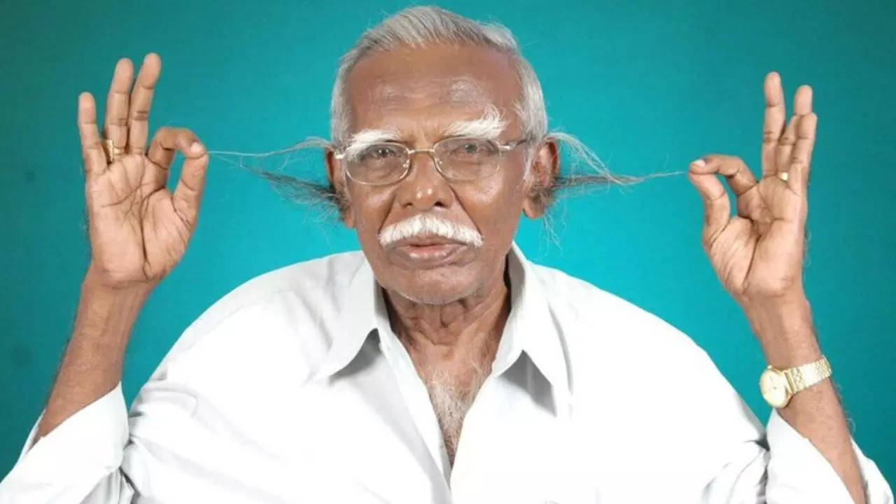 Tamil Nadu teacher holds the Guinness World Record for longest ear hair ...