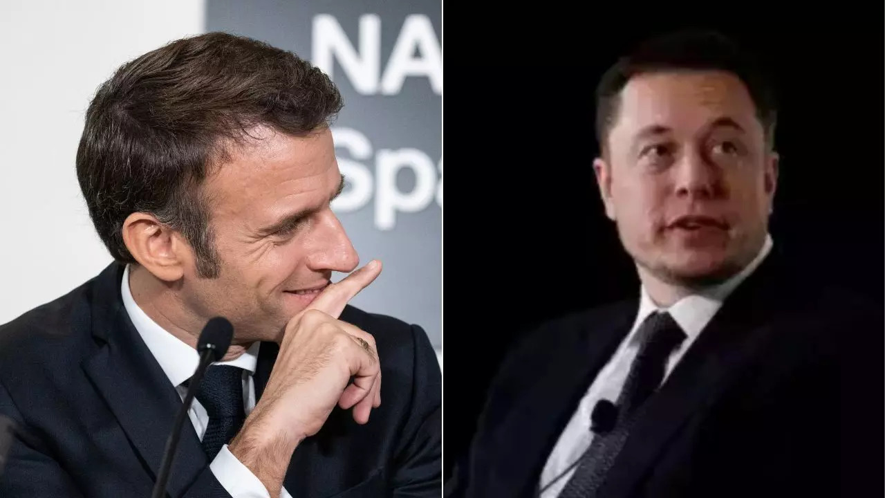 French President Emmanuel Macron meets with Twitter head Elon Musk